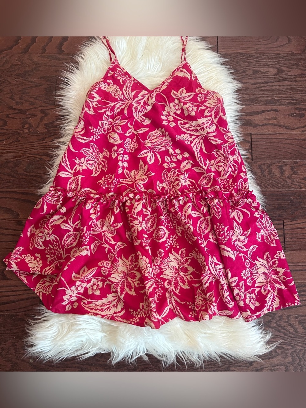 SHEIN Pink Floral Tiered Spaghetti Strap Dress
